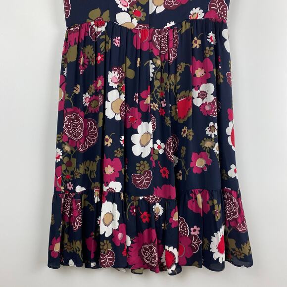 Brooks Brothers Retro Floral Ruffle Fit and Flare Dress Navy Womens Size 6 - Picture 11 of 12